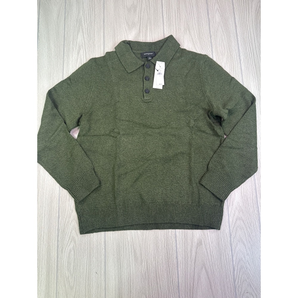 Banana Republic Mens Olive Green Long Sleeve Polo Sweater Size L New With Tags